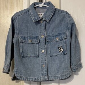 Zara Kids Light Blue Denim Jacket with Patch